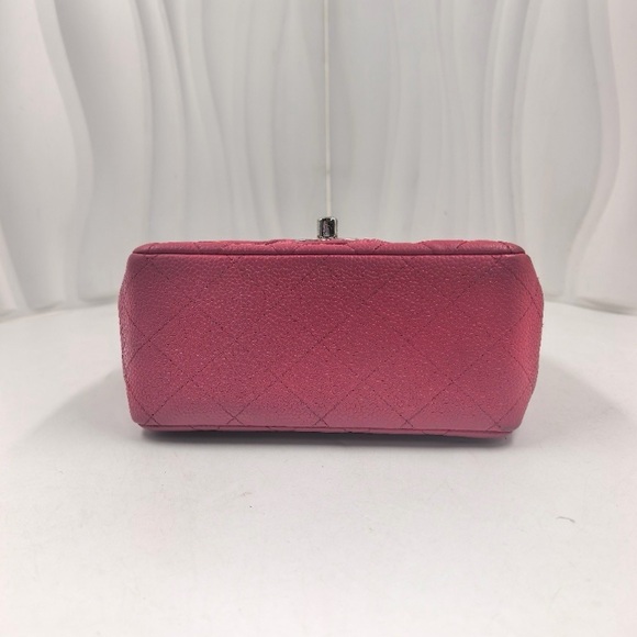 CHANEL Mini Classic Flap Bag Fuchsia Pink Caviar Leather with Silver Hardware - Picture 5 of 12
